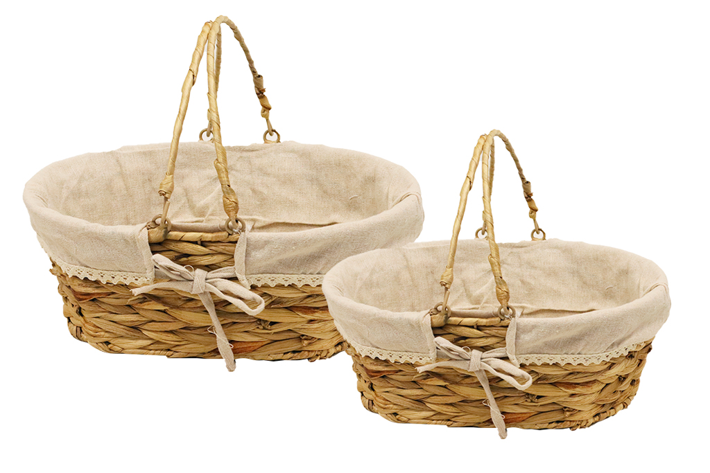 Panier en osier avec tissu s/2