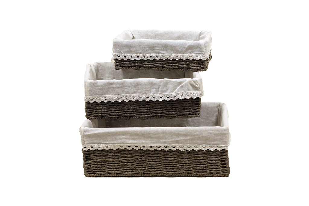 Gray paper drawers fabric flowers