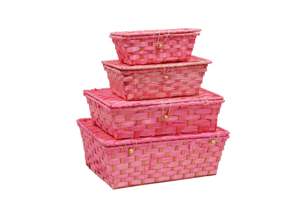 Maletitas de bambu plastico rosas s/4