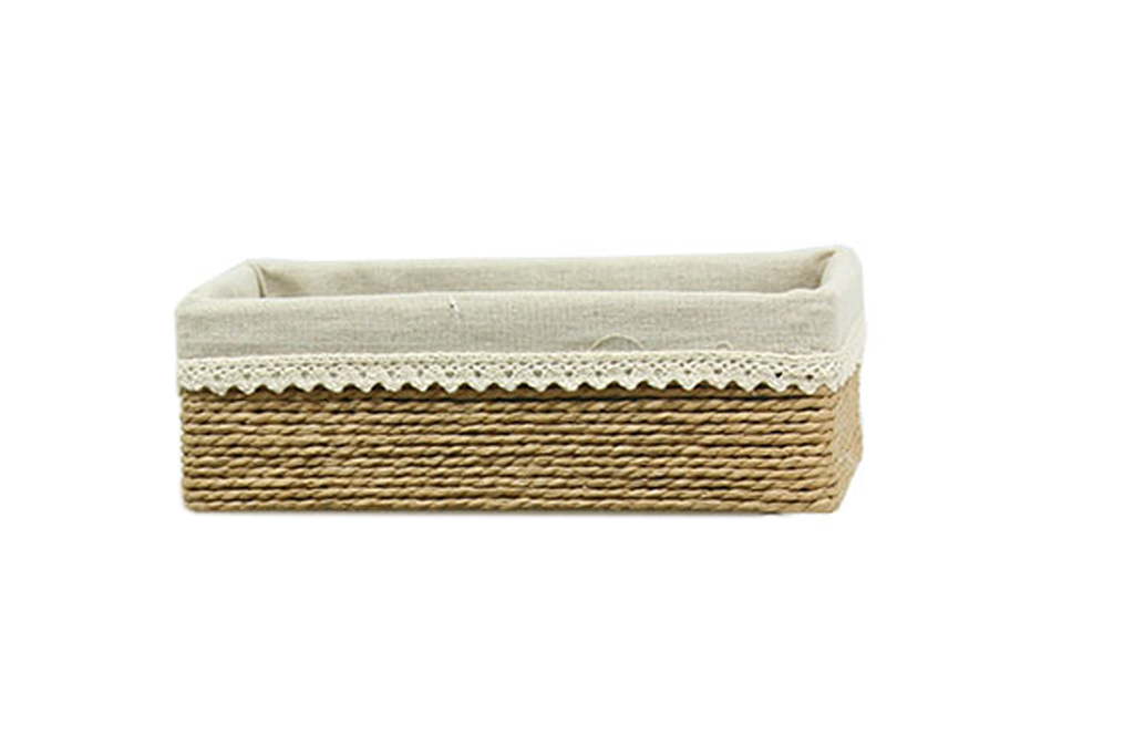 Cajonera con tiras de papel  beige c/tela beige