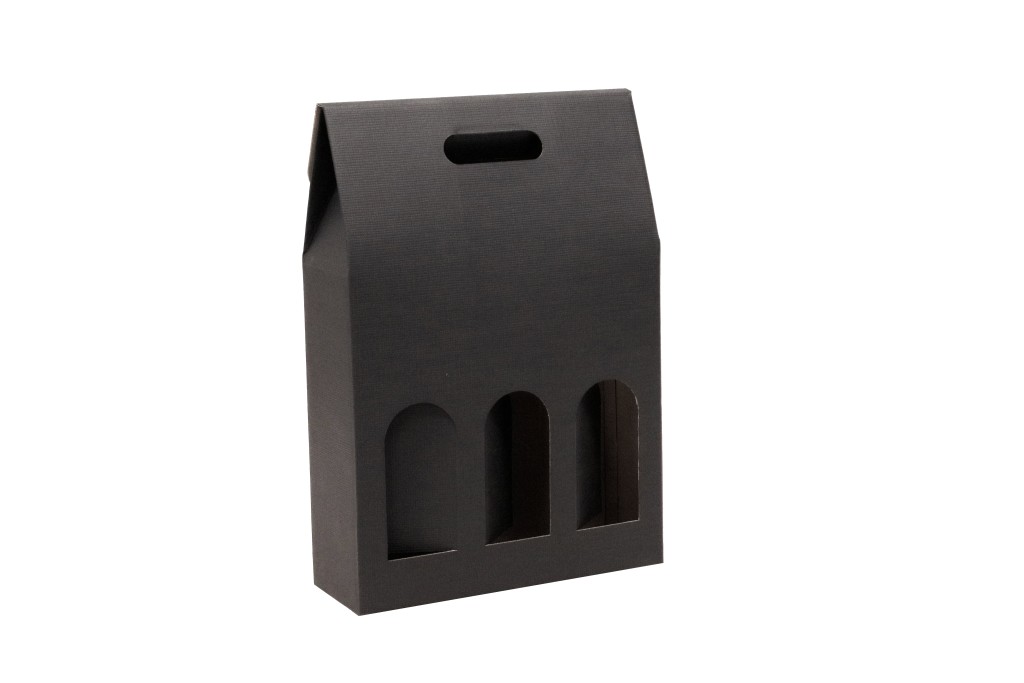 Porte-bouteilles en carton pour trois bouteilles