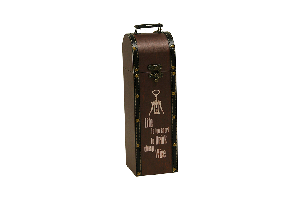 Botellero madera - life is too short (1 botella)