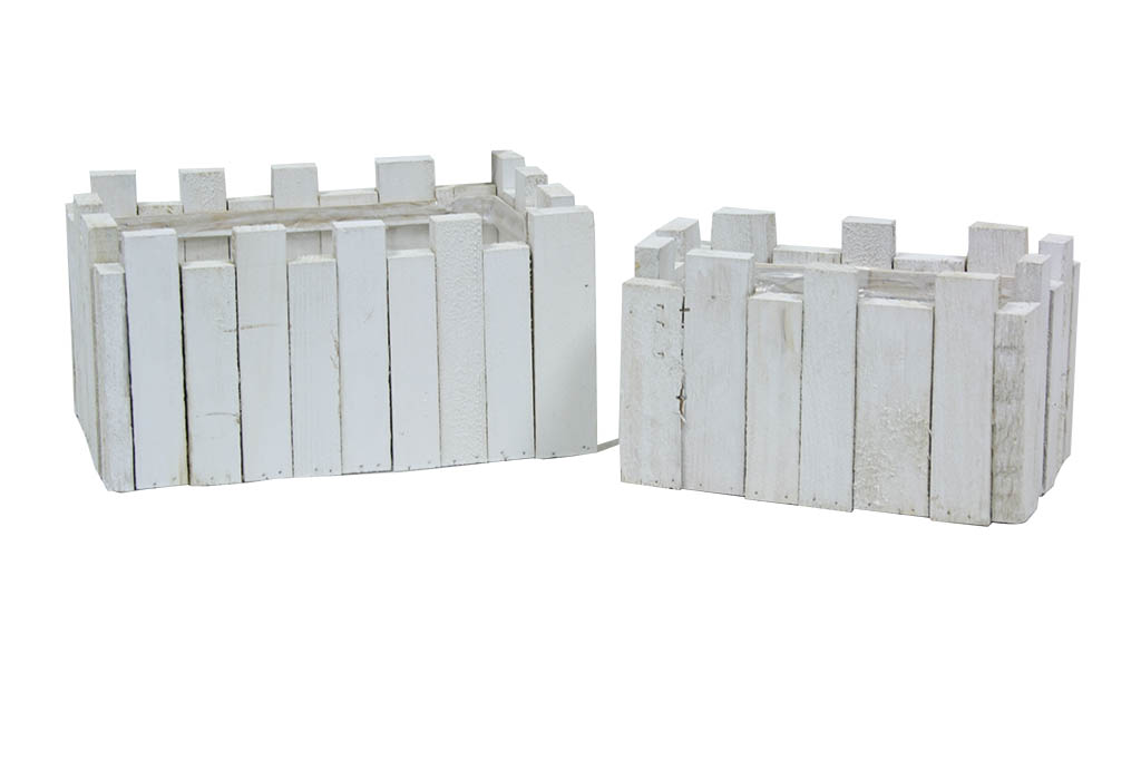 Macetero tiras madera blanco