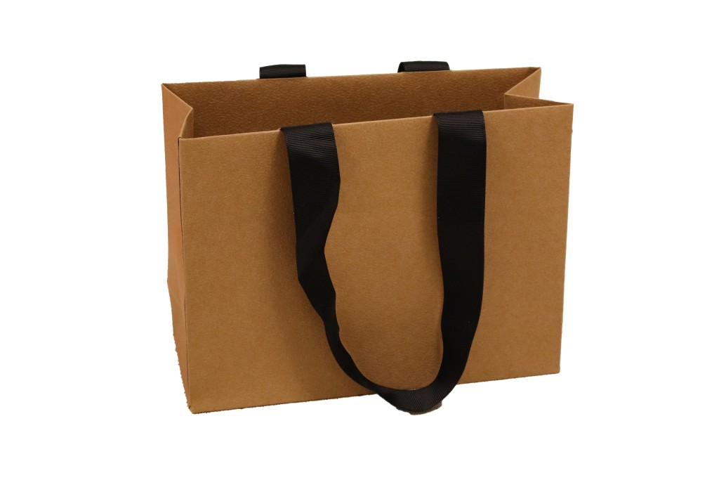 Sac en papier kraft avec poignées en ruban noir