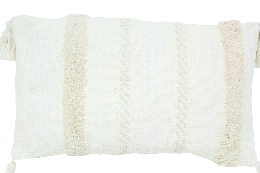 Cojin blanco y beige rectangular