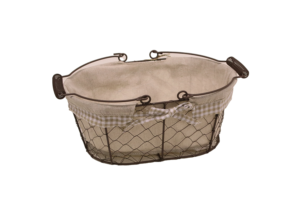 Panier Métallique Ovale avec Tissu