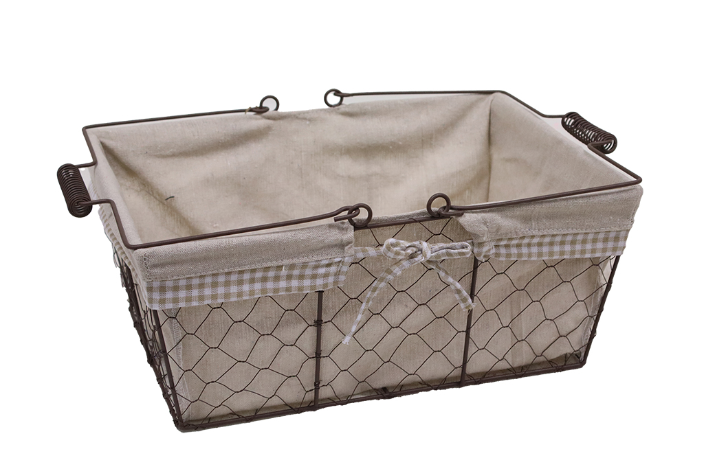 Panier rectangulaire en métal avec tissu