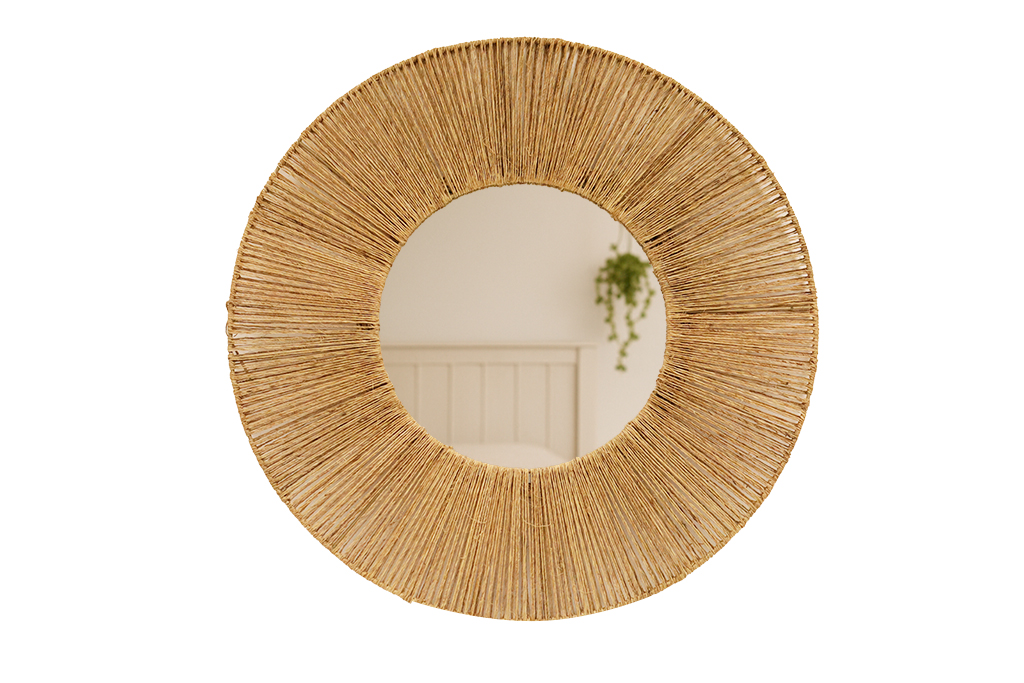 Miroir rond avec cadre en jute