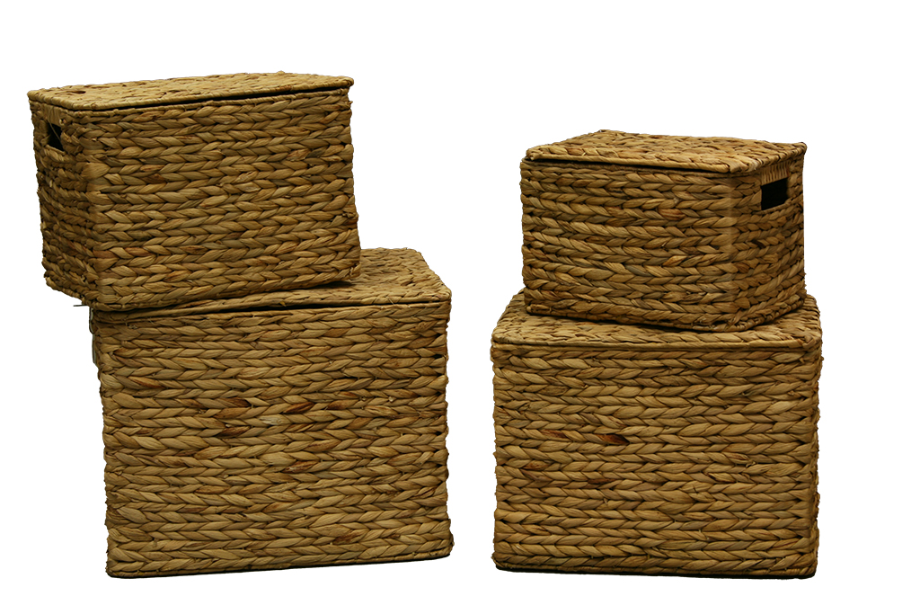 Panier en jonc de mer naturel avec anses s/4