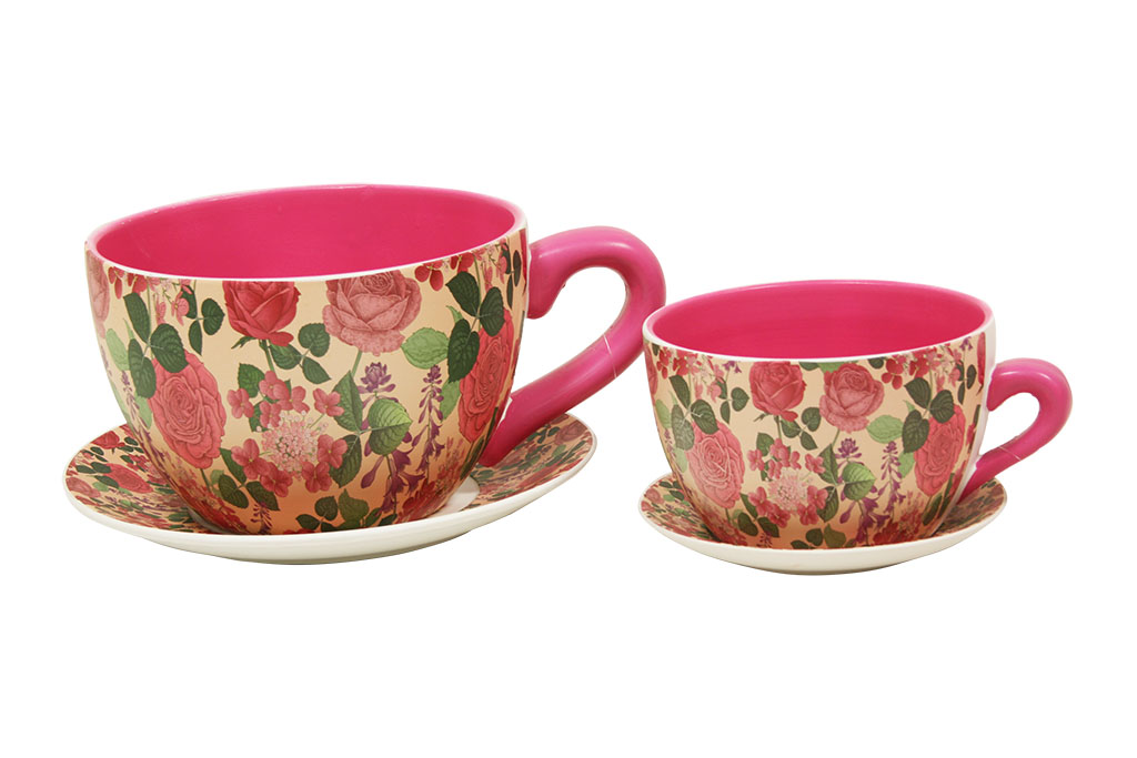 Macetero taza pink flowers