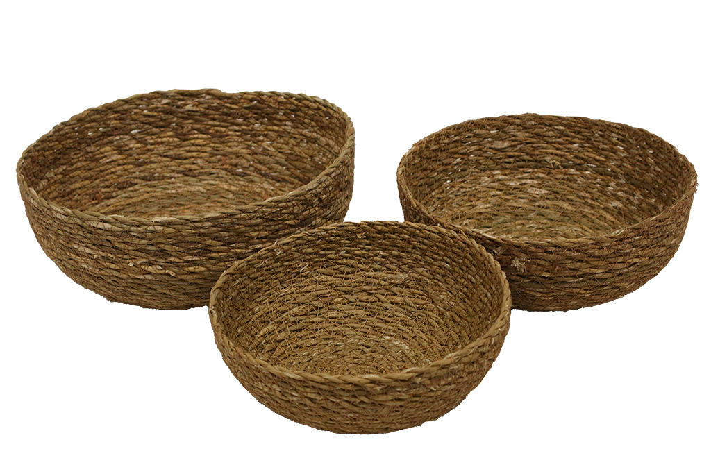 Panier rond en jonc de mer s/3