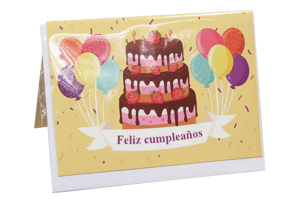 Tarjeta feliz cumpleaños - tarta fresas