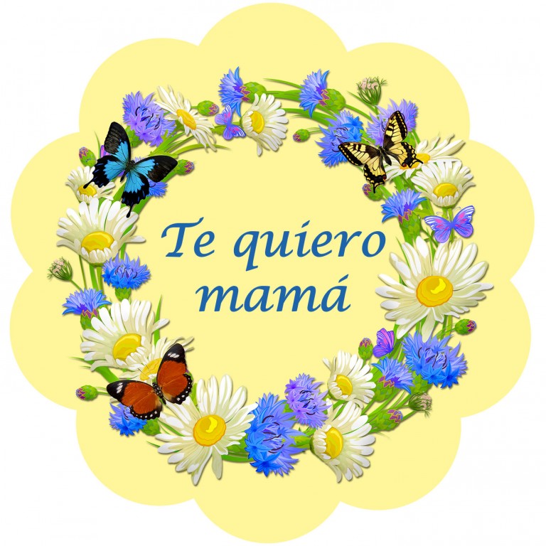 Sticker dia de la madre - marco floral amarillo