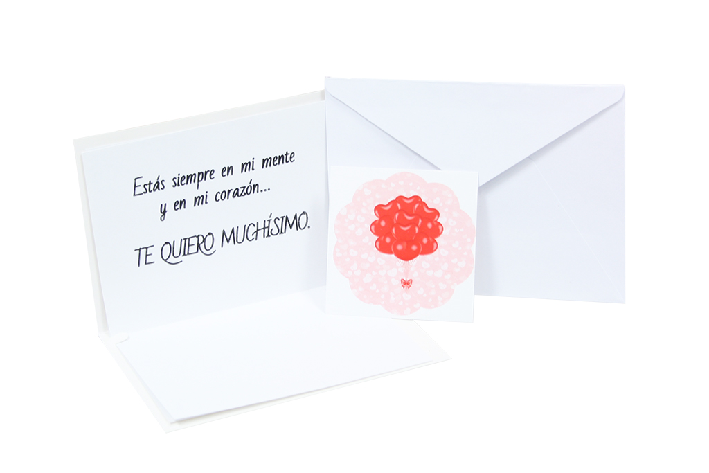 Tarjeta te quiero mucho doble corazón