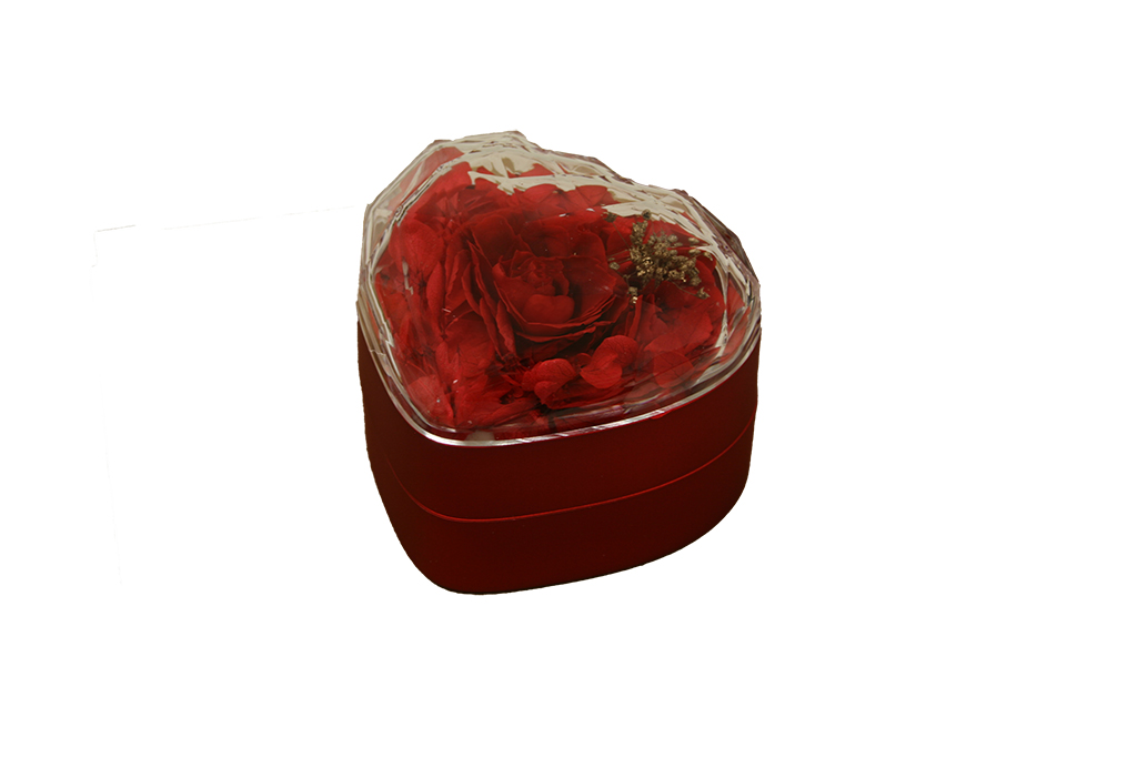 Cajita rosa eterna roja joyero con colgante