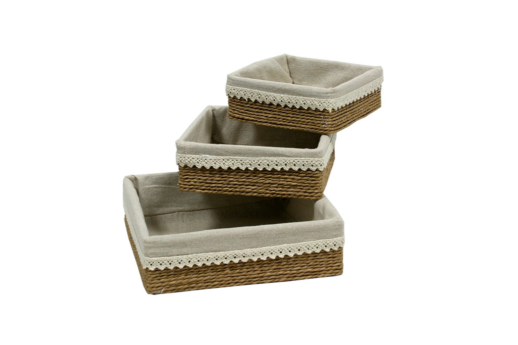 Bandejas de papel beige con tela s/3