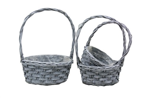 Cesta de mimbre round gris set/3