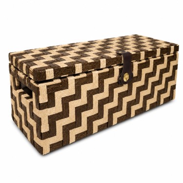 Baul bicolor marron y blanco