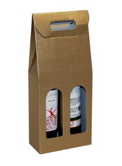 Caja carton 2 botellas oro