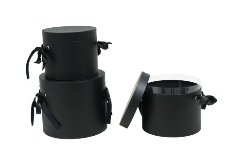 Pot en carton transparent noir s/3