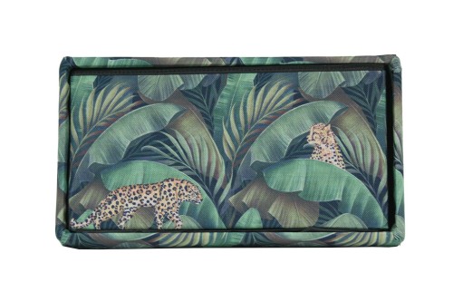 Baul plegable tela leopardo especial