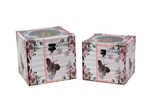 Baul butterfly c/tapa cristal s/2