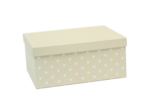 Caja beige con estrellas blancas