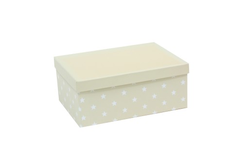 Caja beige con estrellas blancas