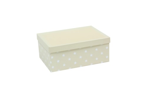 Caja beige con estrellas blancas