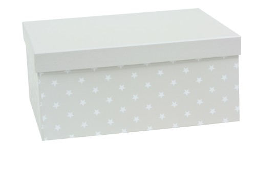 Caja gris con estrellas blancas