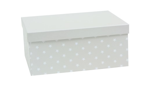 Caja gris con estrellas blancas