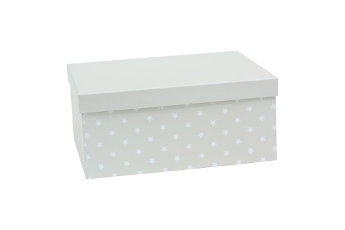 Caja gris con estrellas blancas