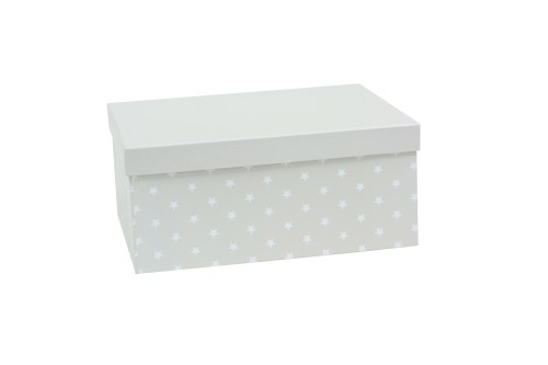 Caja gris con estrellas blancas