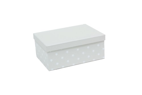 Caja gris con estrellas blancas