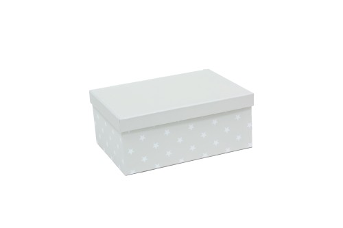 Caja gris con estrellas blancas