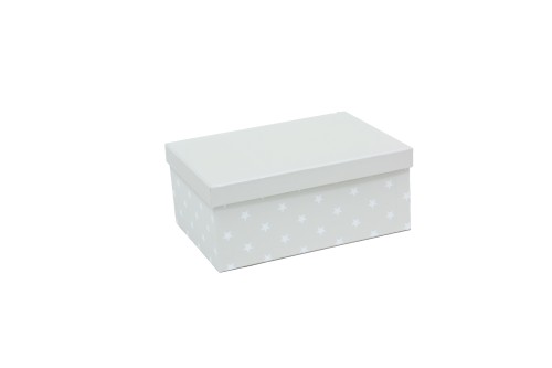 Caja gris con estrellas blancas