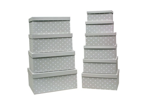 Caja gris con estrellas blancas s/10