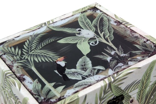 Caja floral verde c/tapa cristal
