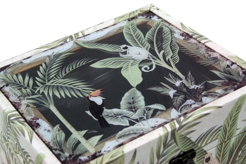 Caja floral verde c/tapa cristal s/2