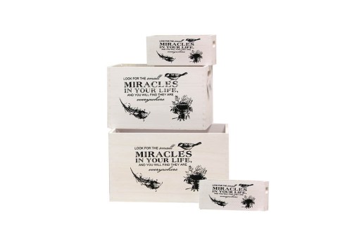 Caja madera blanca miracles set de 4