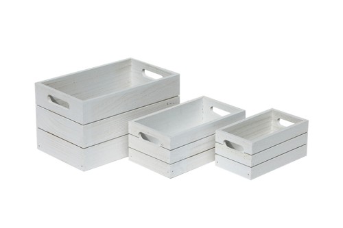 Cajas mimbre set 2 piezas Blanco D36x23h-D28x18h cm