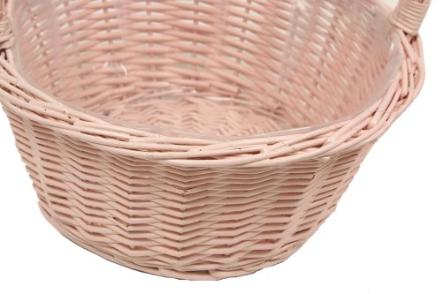Canastilla rosa con plastico