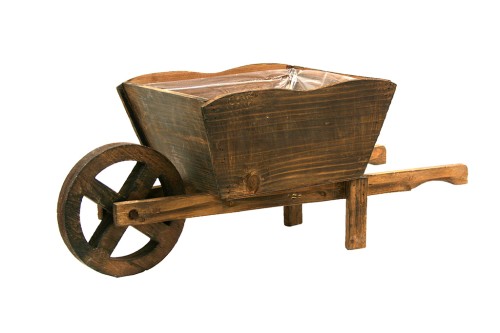 large wooden wheelbarrow