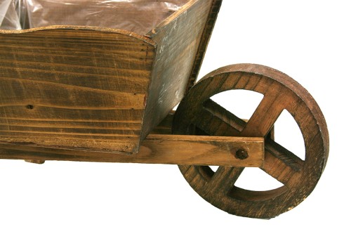 large wooden wheelbarrow