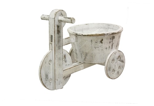 tricycle en bois blanc