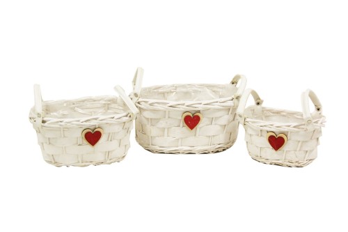 Cesta blanca corazones s/3