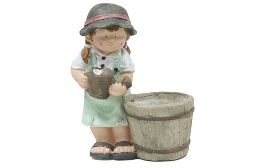 girl watering flower pot