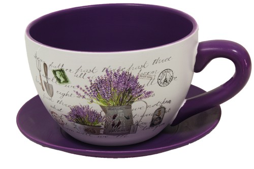 Taza macetero lavanda letra s/2