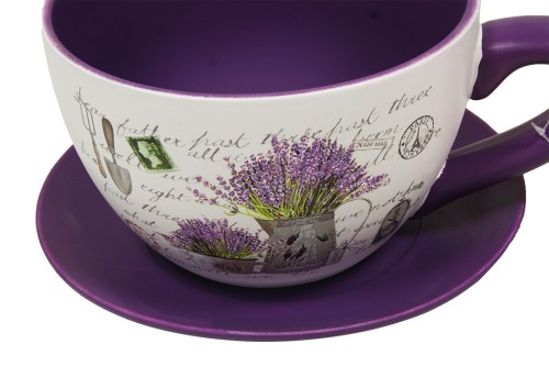 Taza macetero lavanda letra s/2