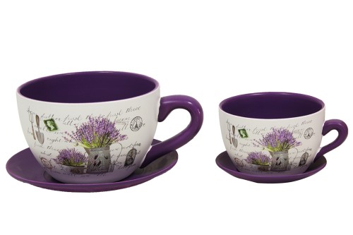 Taza macetero lavanda letra s/2